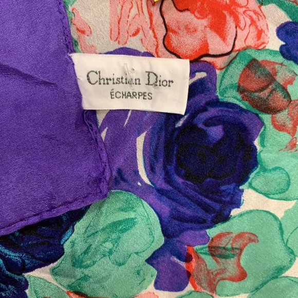 *Christian Dior Echarpes Purple Silk Scarf Medium - Picture 3 of 4